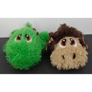Lot Of 2 Baby Stuffies Turtle And Monkey Zipper Mouth Magnet Feet Plush Stuffie